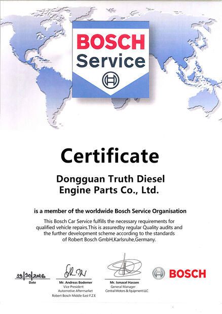 Çin Dongguan Truth Diesel Engine Parts Co., Ltd. Sertifikalar